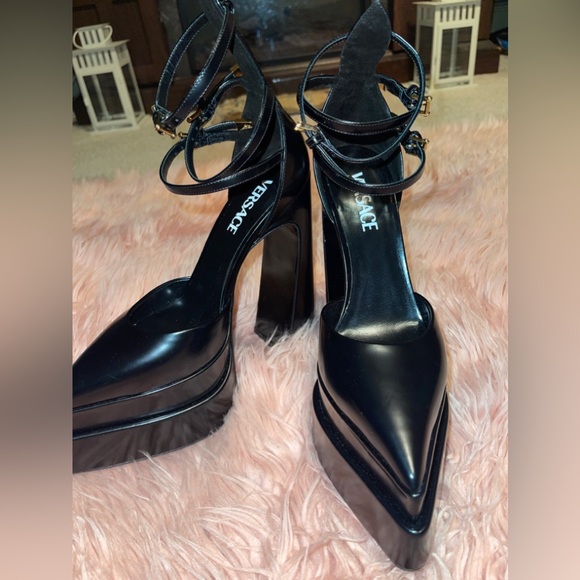 Black Versace platform heels